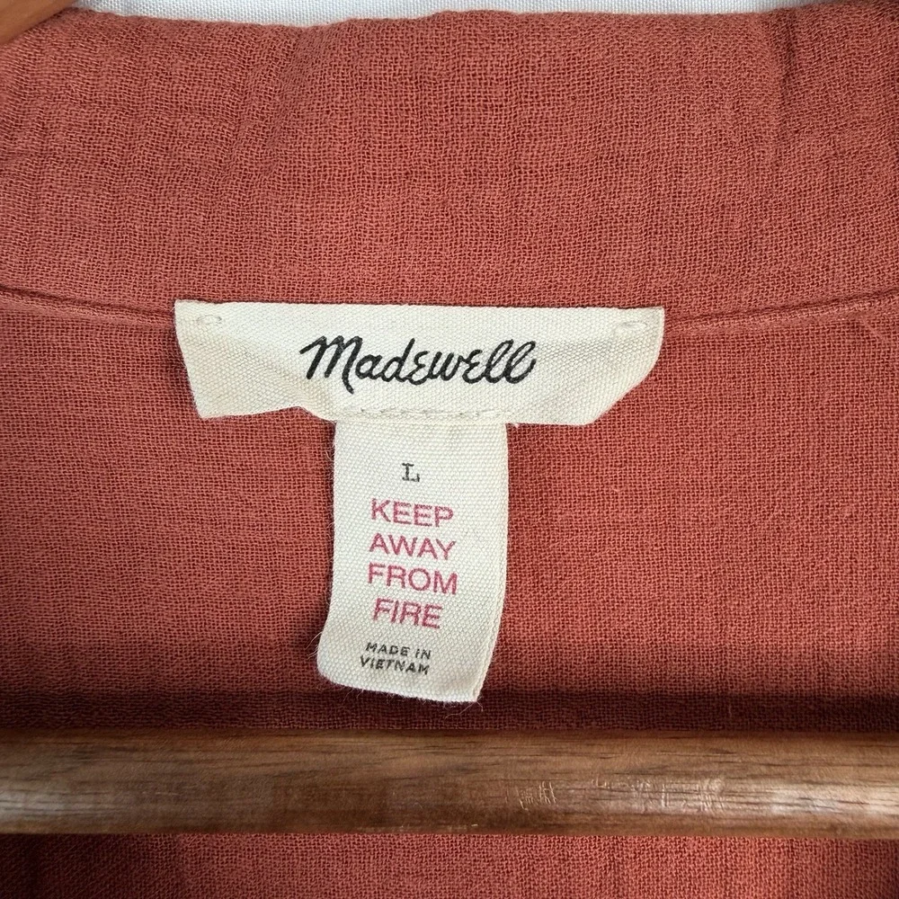 Madewell Women's Double Cotton Gauze‎ Oversized Pajama Shirt SZ-Large) cinnamon